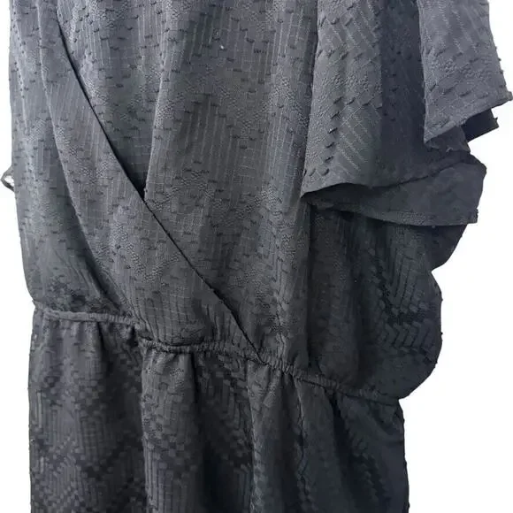 Lane Bryant Womens Black Short Sleeve Peplum Textured V-Neck Shirt Top NWT 26/28 - Picture 9 of 16